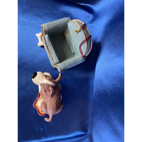 Figi Graphics Dog Sleeping in a Chair Trinket Box Figurine - Picture 6 of 9